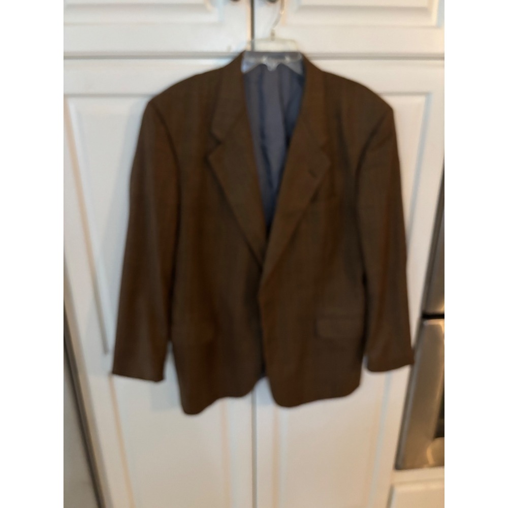 Aquascutum Regent 100 Collection Brown Glen Plaid Blazer‎ Sport Coat Mens USA